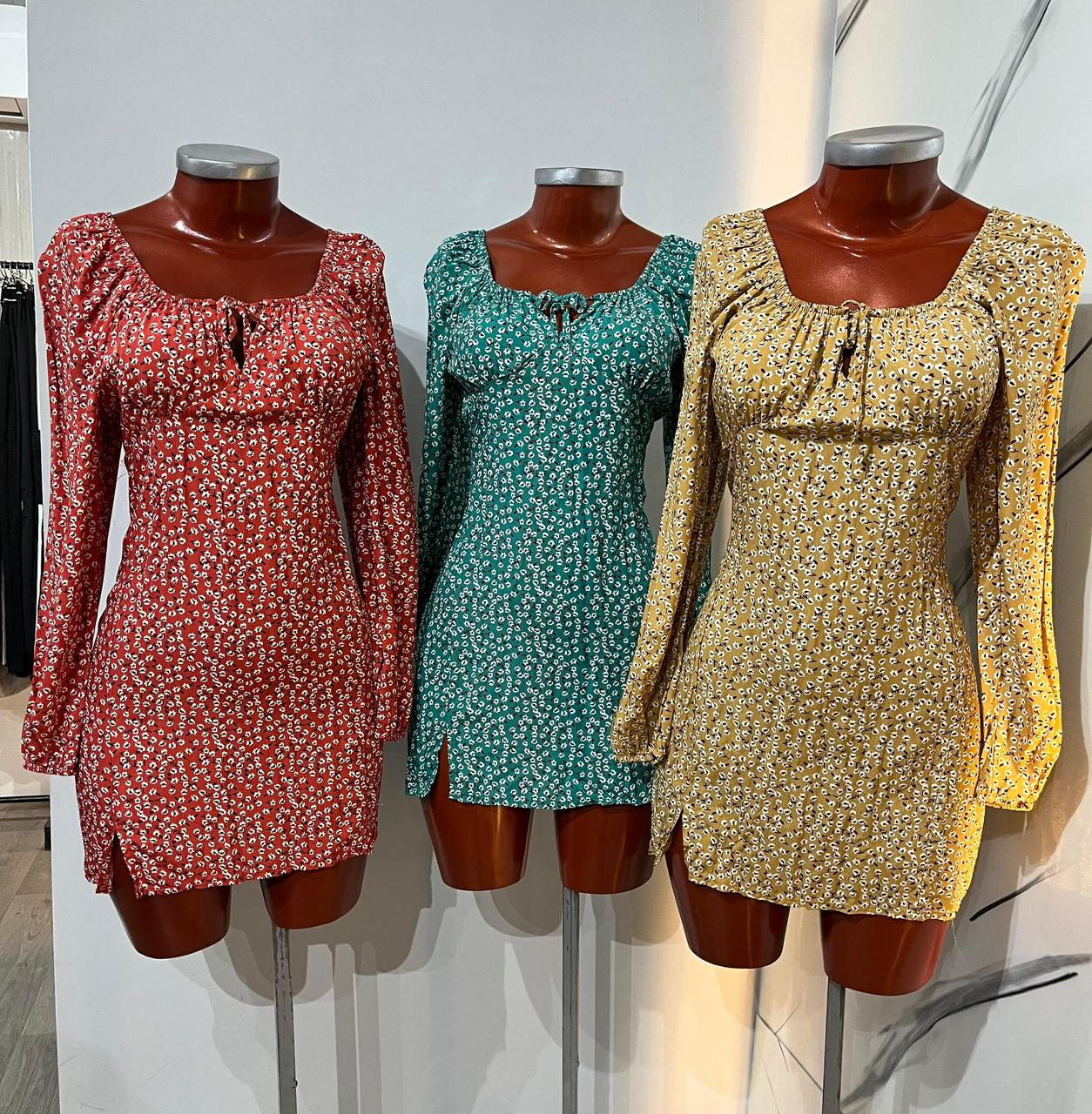 VESTIDO DE LINO CORTO C/ MANGAS